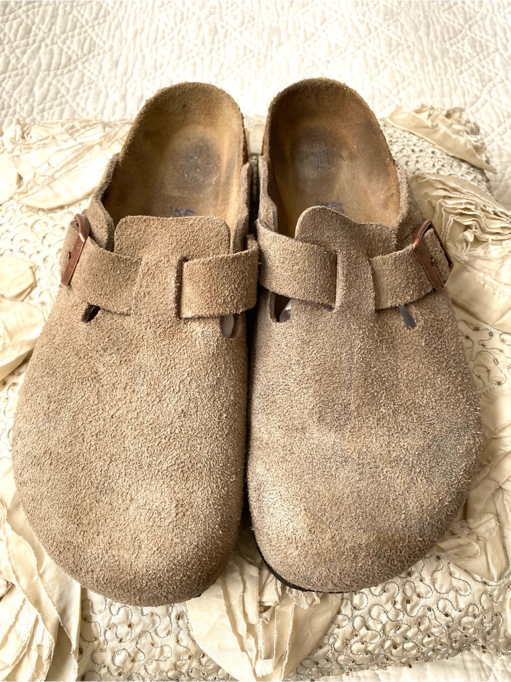 Birkenstock Boston Suede Men’s Slip On Clogs Light Taupe Sz 42 || US 9-9.5
